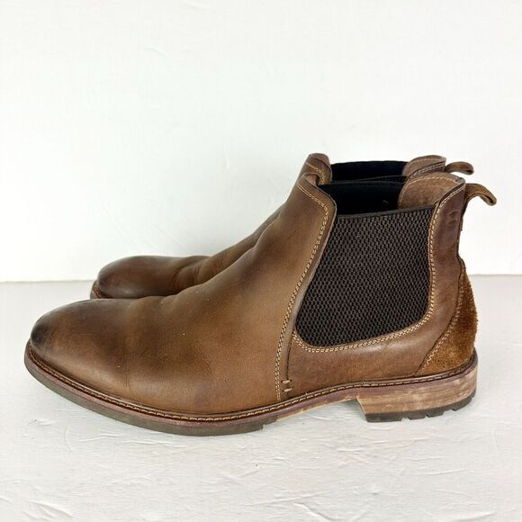 Florsheim Chalet Plain Toe Gore Chelsea Boot Size 11.5 Brown Leather - Picture 1 of 8